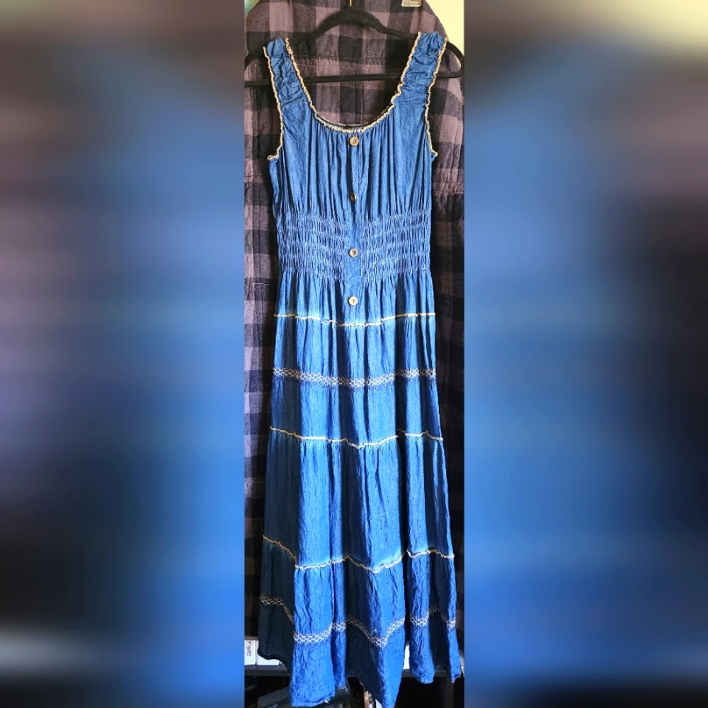 LARS Junior's Maxi Dress Like Denim Lightweight Large Flowy